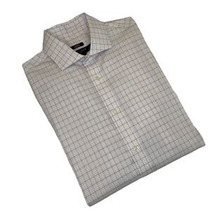 Pronto Uomo Collar Dobby Plaid Non-Iron Modern Fit Button Up White/Pink 16-32/33